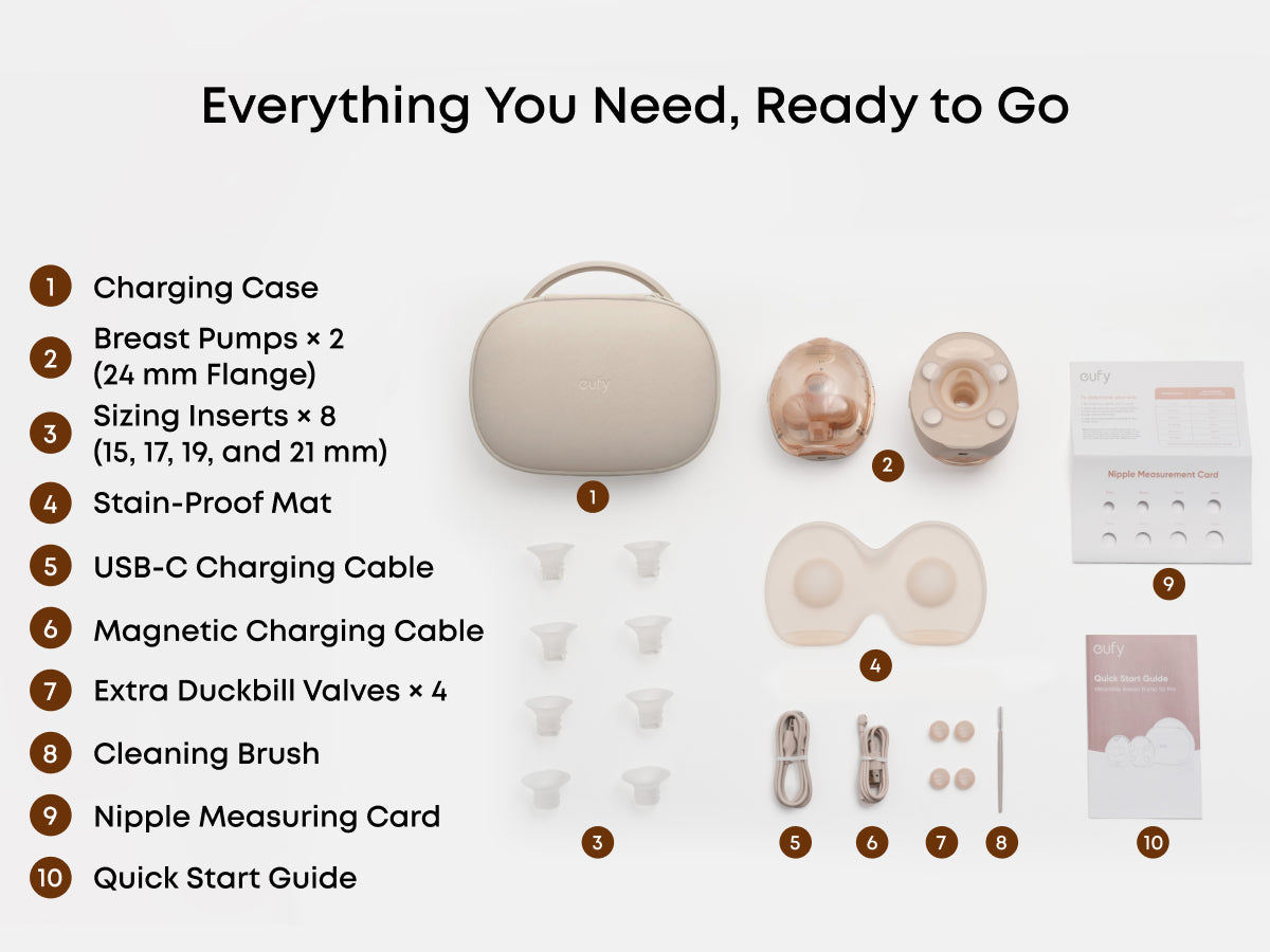 eufy S2 Pro Massaging Heated Electric Breast Pump with Charging Case + eufy Baby Monitor E21